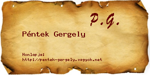 Péntek Gergely névjegykártya